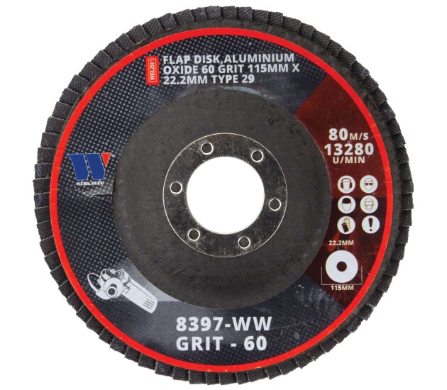 Lamellenschijf type 29 aluminiumoxide 60 korrel 115 mm