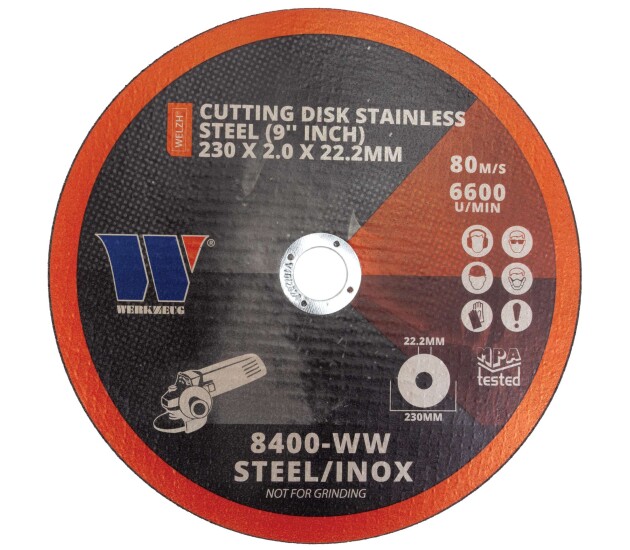 Doorslijpschijf voor roestvast staal 230 × 2,0 × 22,2 mm