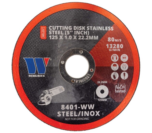 Doorslijpschijf voor roestvast staal 125 × 1,0 × 22,2 mm