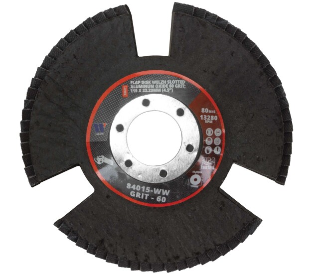 Gesleufde lamellenschijf aluminiumoxide 60 korrel 115 mm