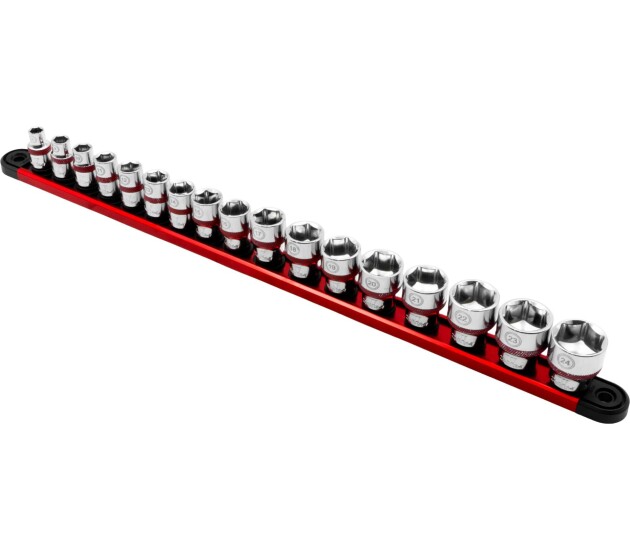 Ondiepe doppenset 3/8 inch 6-kant 17-delig