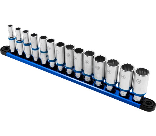 Diepe doppenset 3/8 inch 12-kant 14-delig