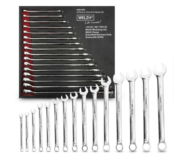 XL steeksleutelset flank-drive 6–21 mm – 16-delig