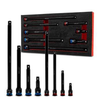 Slagverlengstukkenset 3/8" en 1/2" aandrijving 8-delig 50-300 mm