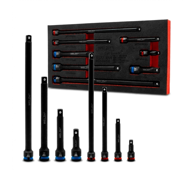 Slagverlengstukkenset 3/8" en 1/2" aandrijving 8-delig 50-300 mm