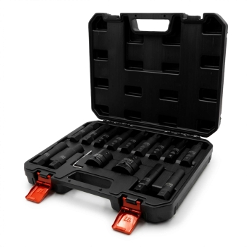 Slagbitdoppenset Torx, inbus en E-Torx 1" en 3/4" 16-delig